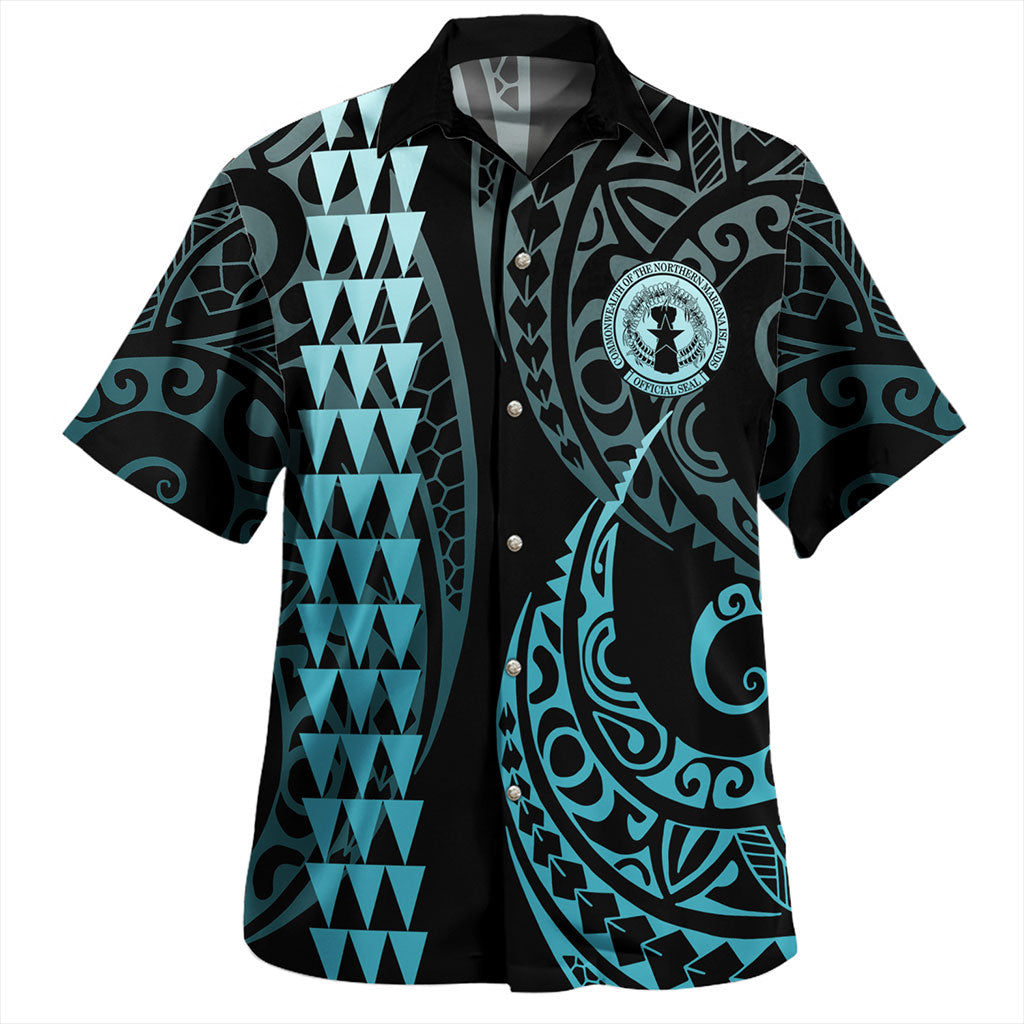 Northern Mariana Islands Combo Dress And Shirt Kakau Style Turquoise