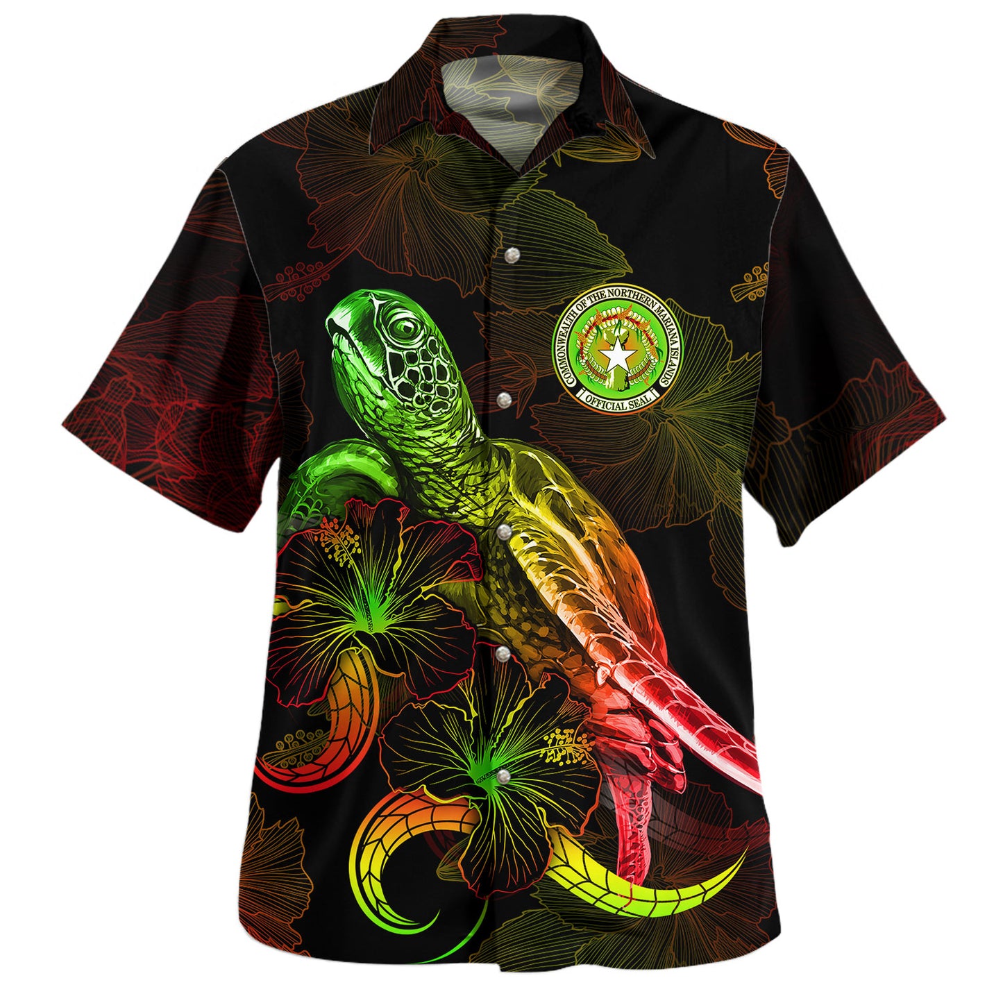 Palau Hawaiian Shirt Sea Turtle With Blooming Hibiscus Flowers Reggae