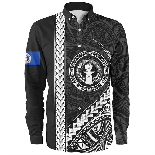 Northern Mariana Islands Long Sleeve Shirt Tribal Micronesian Coat Of Arms