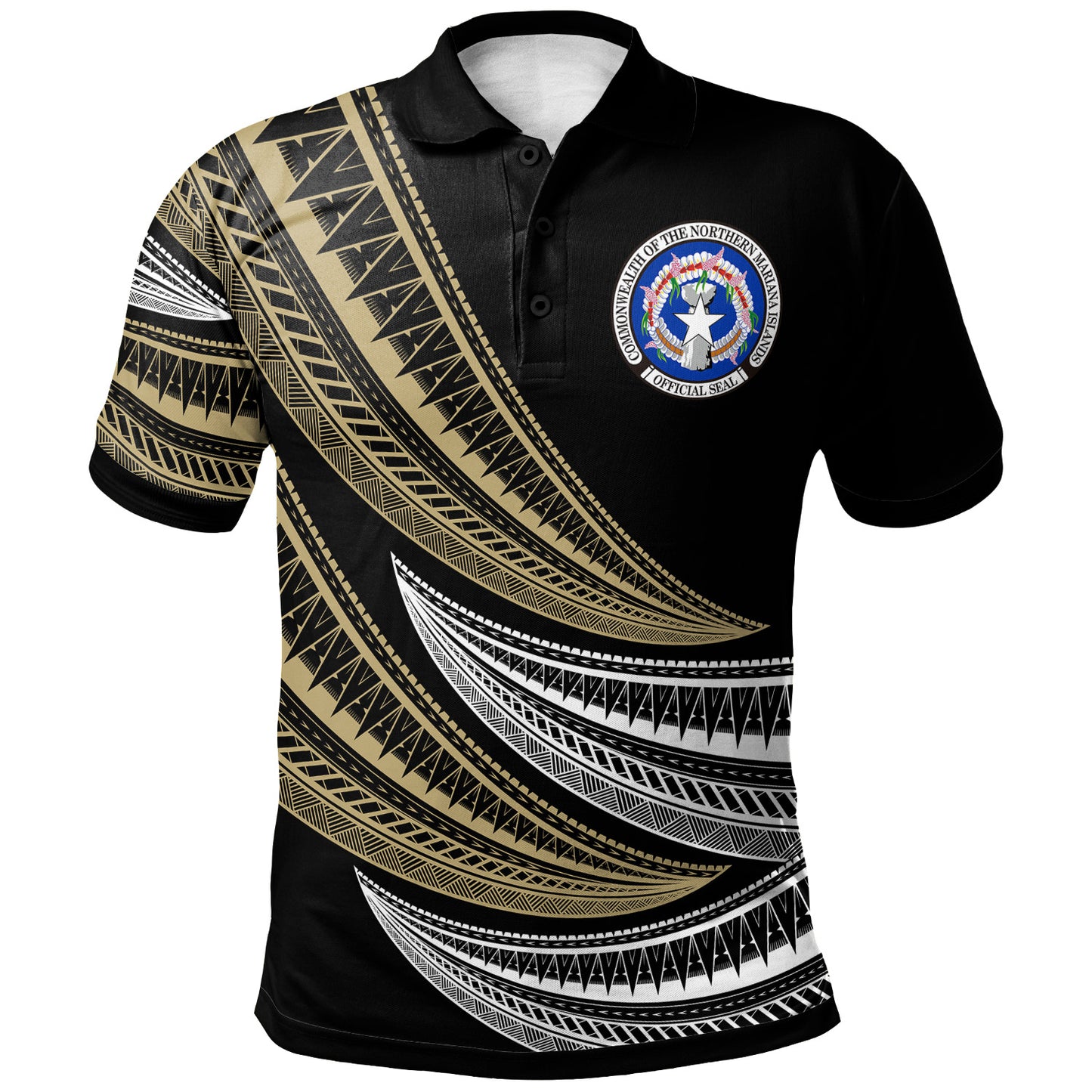 Northern Mariana Islands Custom Personalised Polo Shirt - Wave Pattern Alternating