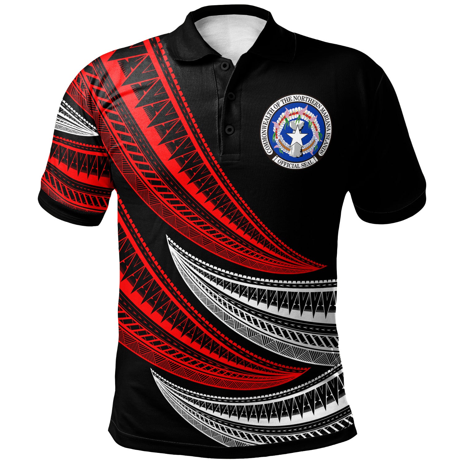 Northern Mariana Islands Custom Personalised Polo Shirt - Wave Pattern Alternating
