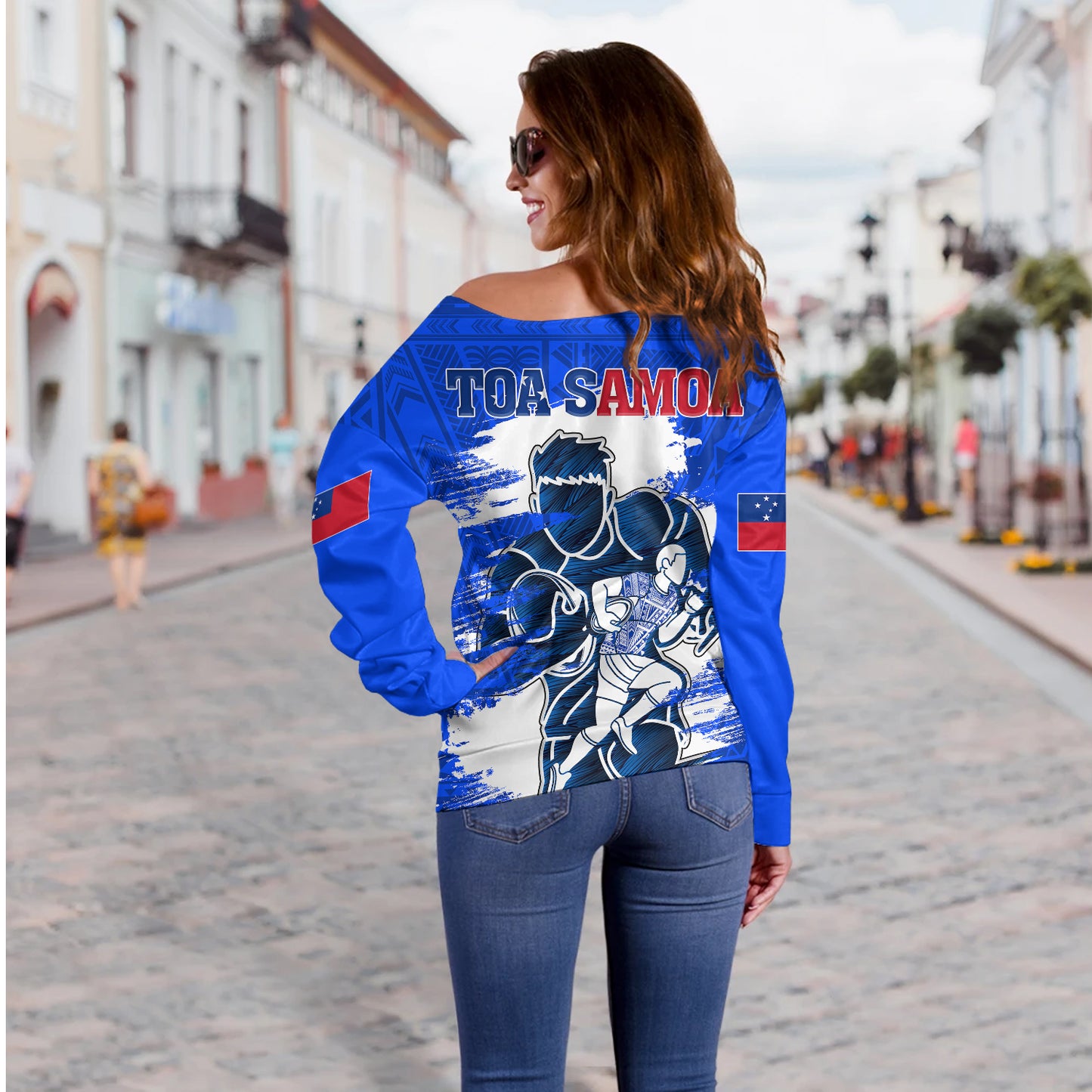Samoa Off Shoulder Sweastshirt Toa Samoa Rugby League Sport