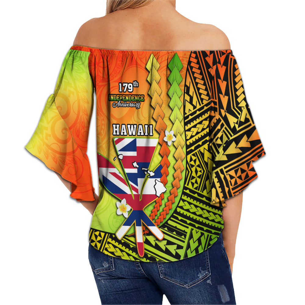Hawaii Polynesian Off Shoulder Wrap Waist Top - Custom Hawaii Independence Day Polynesian Cullture