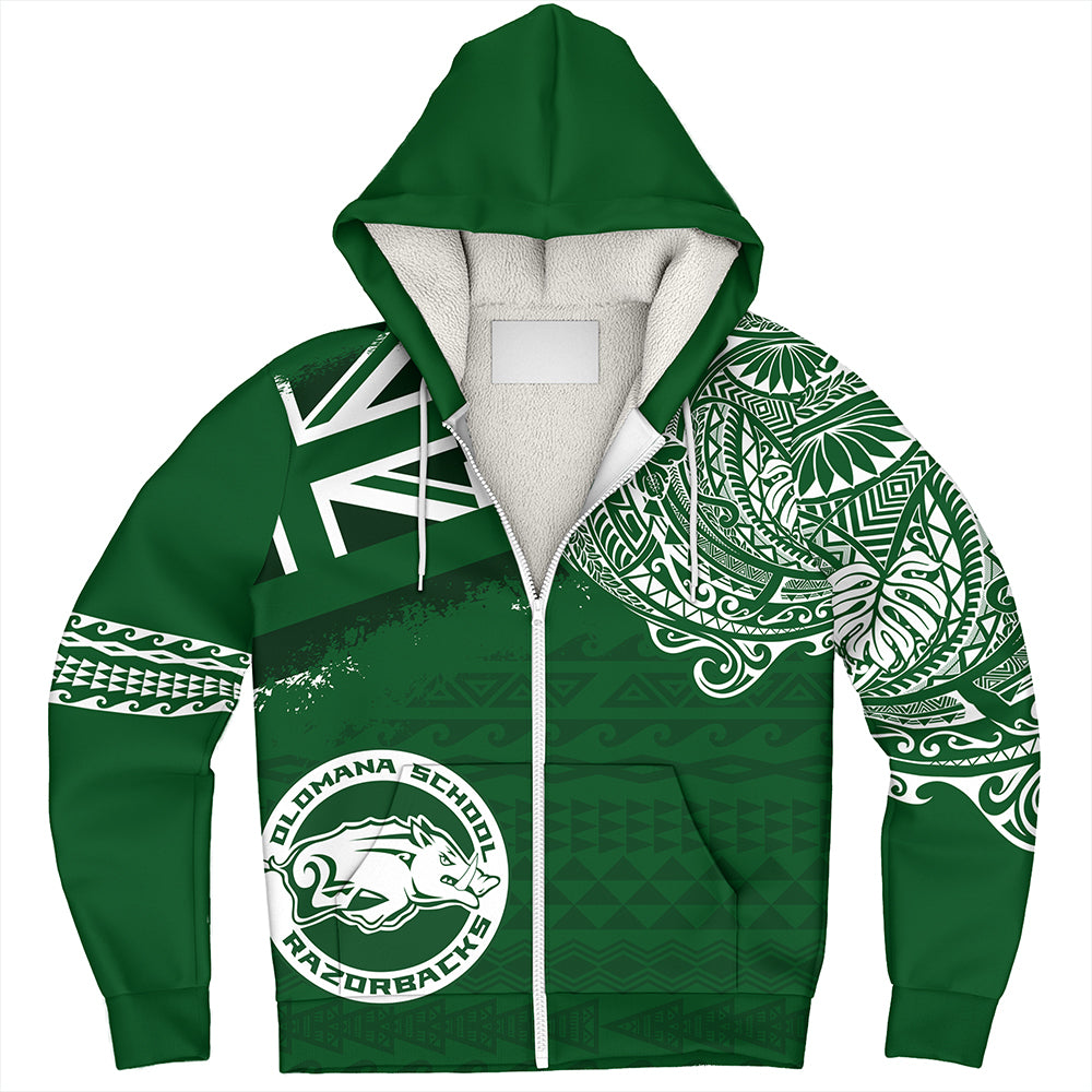 Hawaii Sherpa Hoodie Olomana High & Intermediate School With Crest Style