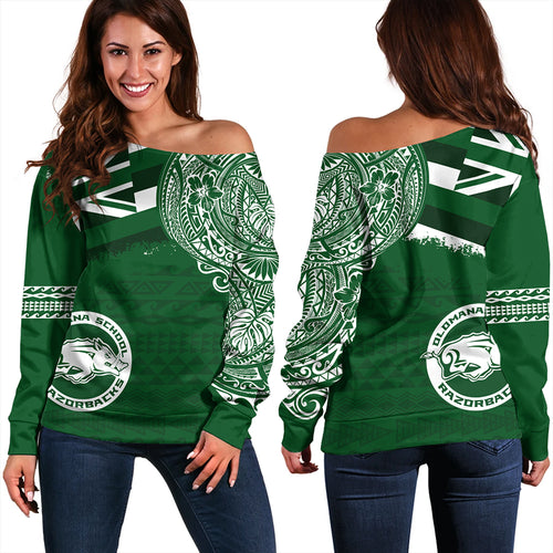 Hawaii Off Shoulder Sweatshirt Olomana High & Intermediate School With Crest Style