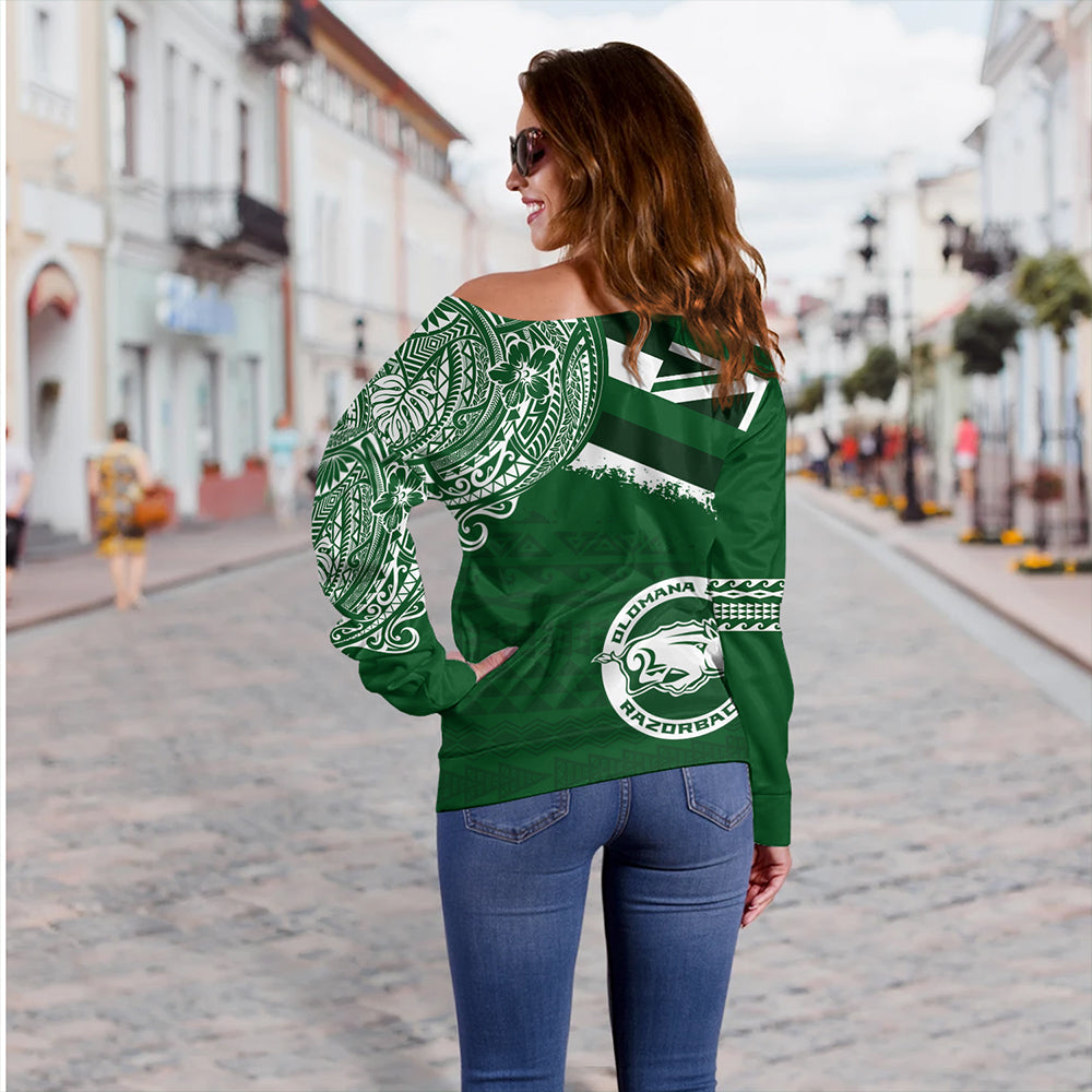 Hawaii Off Shoulder Sweatshirt Olomana High & Intermediate School With Crest Style