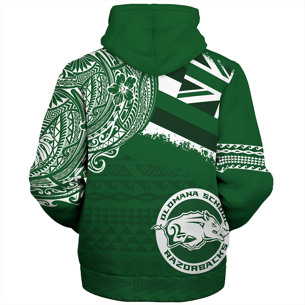 Hawaii Sherpa Hoodie Olomana High & Intermediate School With Crest Style