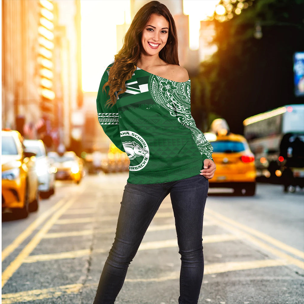 Hawaii Off Shoulder Sweatshirt Olomana High & Intermediate School With Crest Style