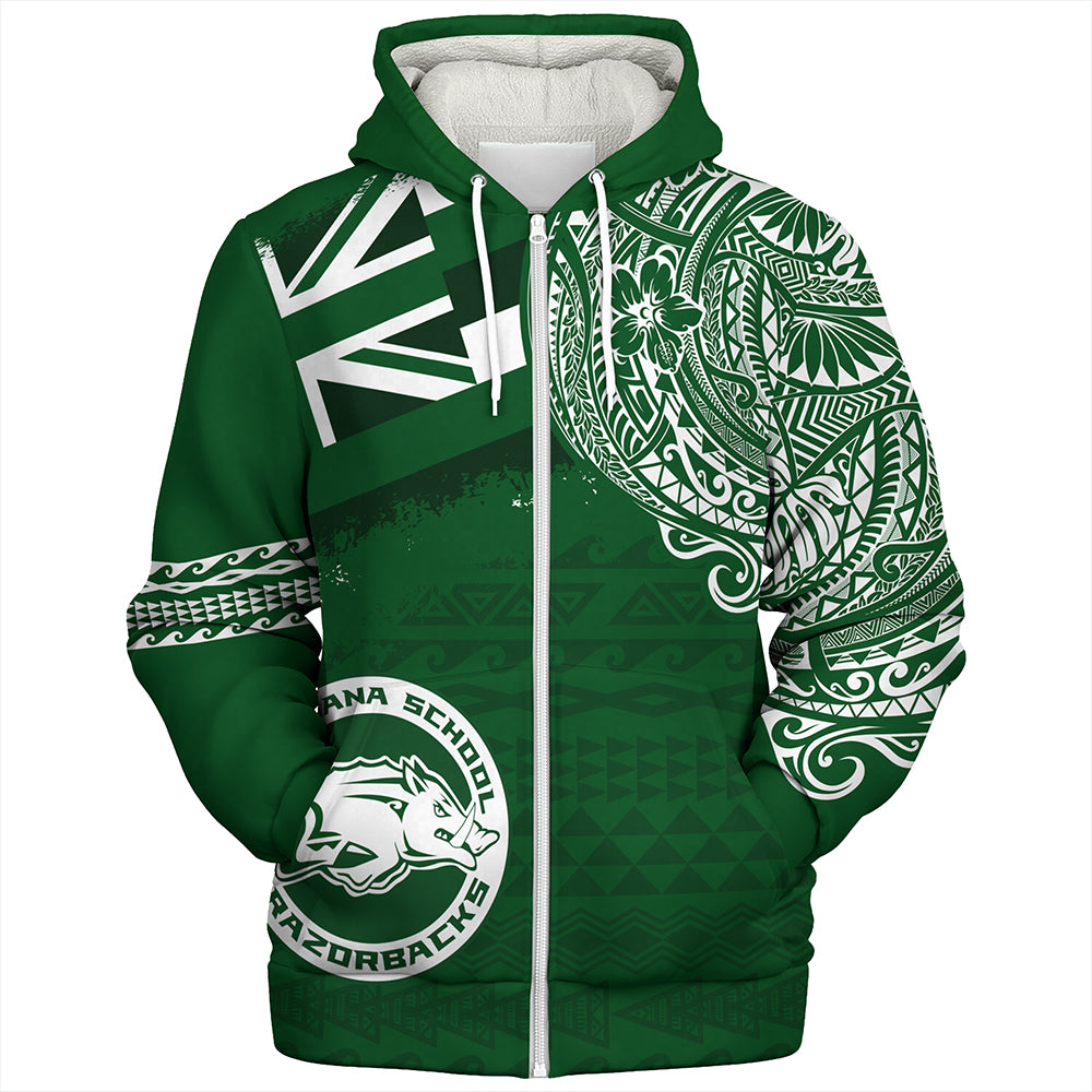 Hawaii Sherpa Hoodie Olomana High & Intermediate School With Crest Style