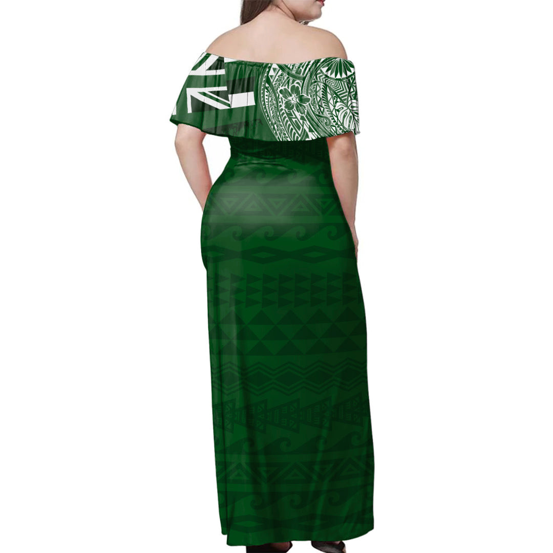 Hawaii Woman Off Shoulder Long Dress Olomana High & Intermediate School With Crest Style