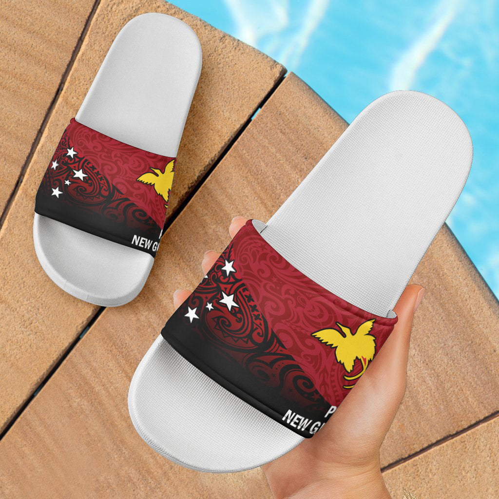 Papua New Guinea Flag Color With Traditional Patterns Slide Sandals