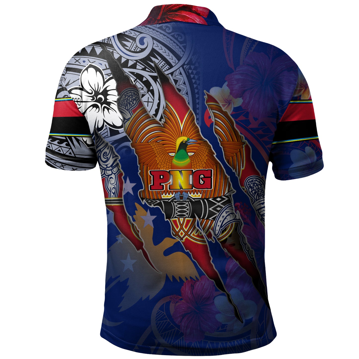 Papua New Guinea Polo Shirt Custom Papuan Blood Inside Me Polynesian Sleeve Tattoo Tropical Blue