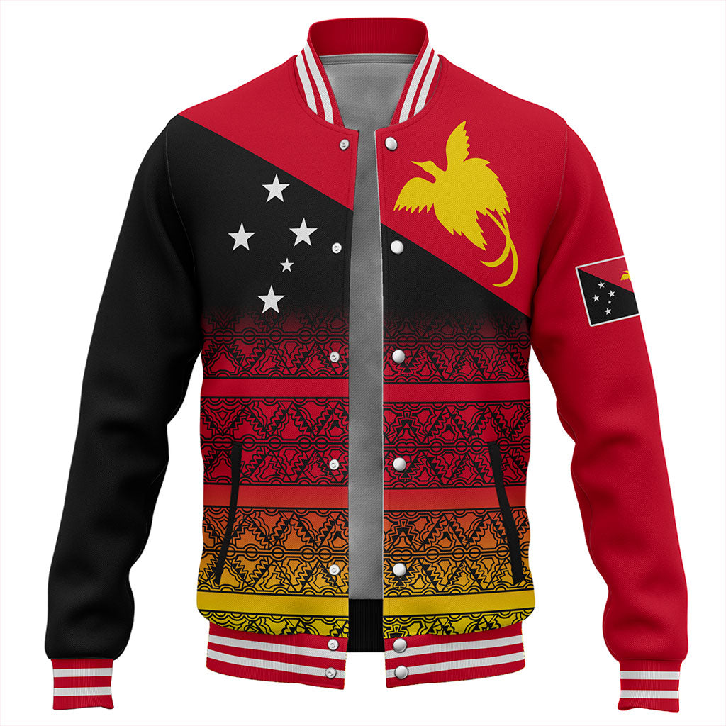 Papua New Guinea Baseball Jacket Flag Pattern Tapa Clothes