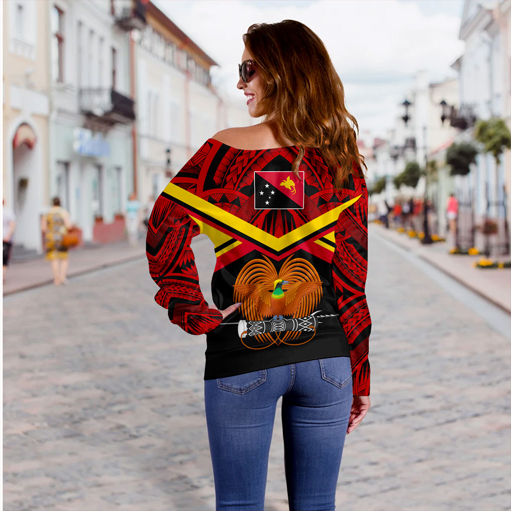 Papua New Guinea Off Shoulder Sweatshirt Tribal Melanesia Special Style