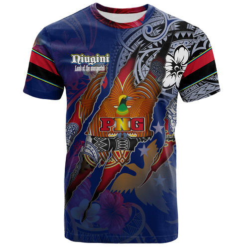 Papua New Guinea T-Shirt Custom Papuan Blood Inside Me Polynesian Sleeve Tattoo Tropical Blue