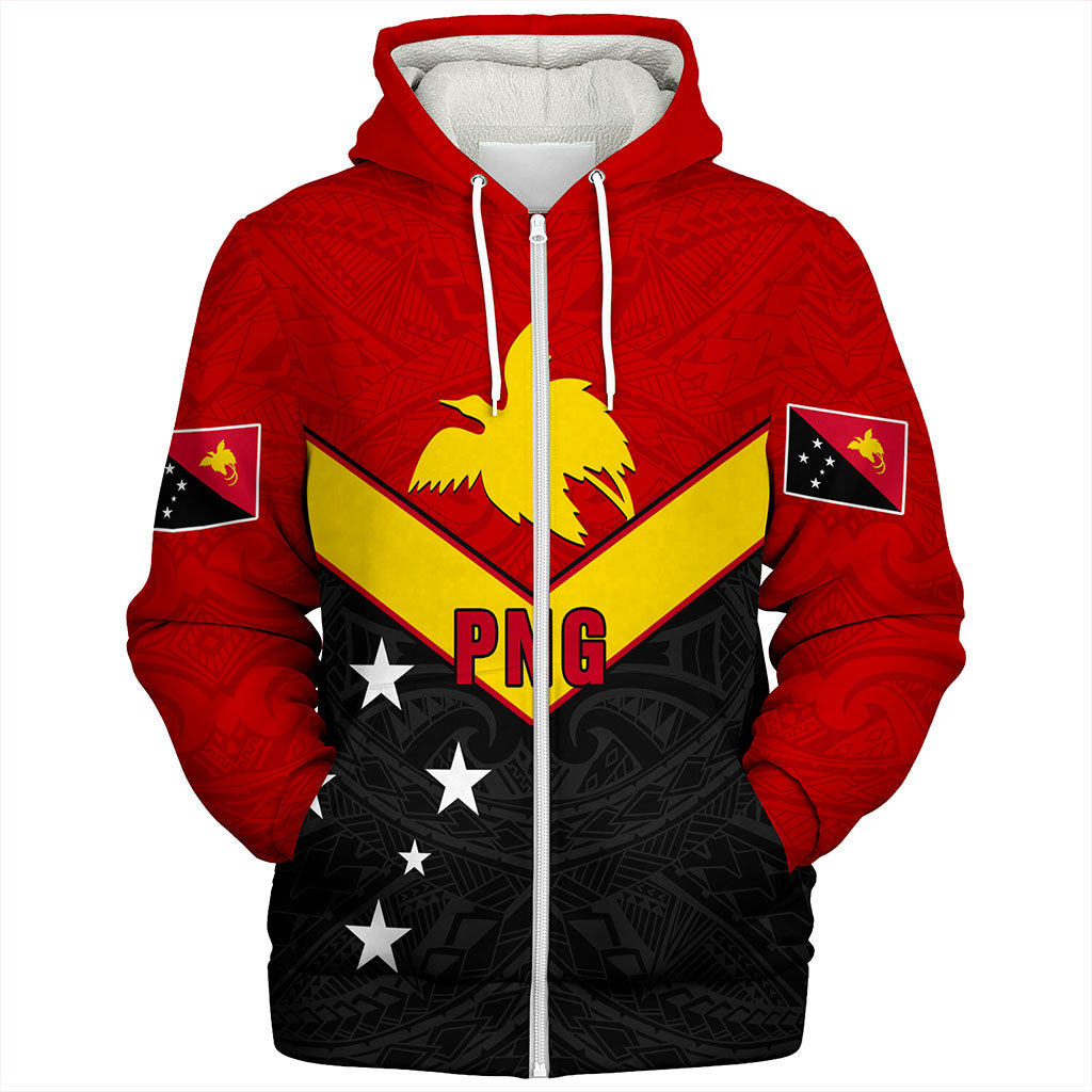 Papua New Guinea Sherpa Hoodie PNG Tribal Melanesia Sport Style