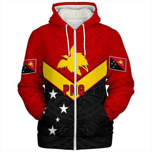 Papua New Guinea Sherpa Hoodie PNG Tribal Melanesia Sport Style