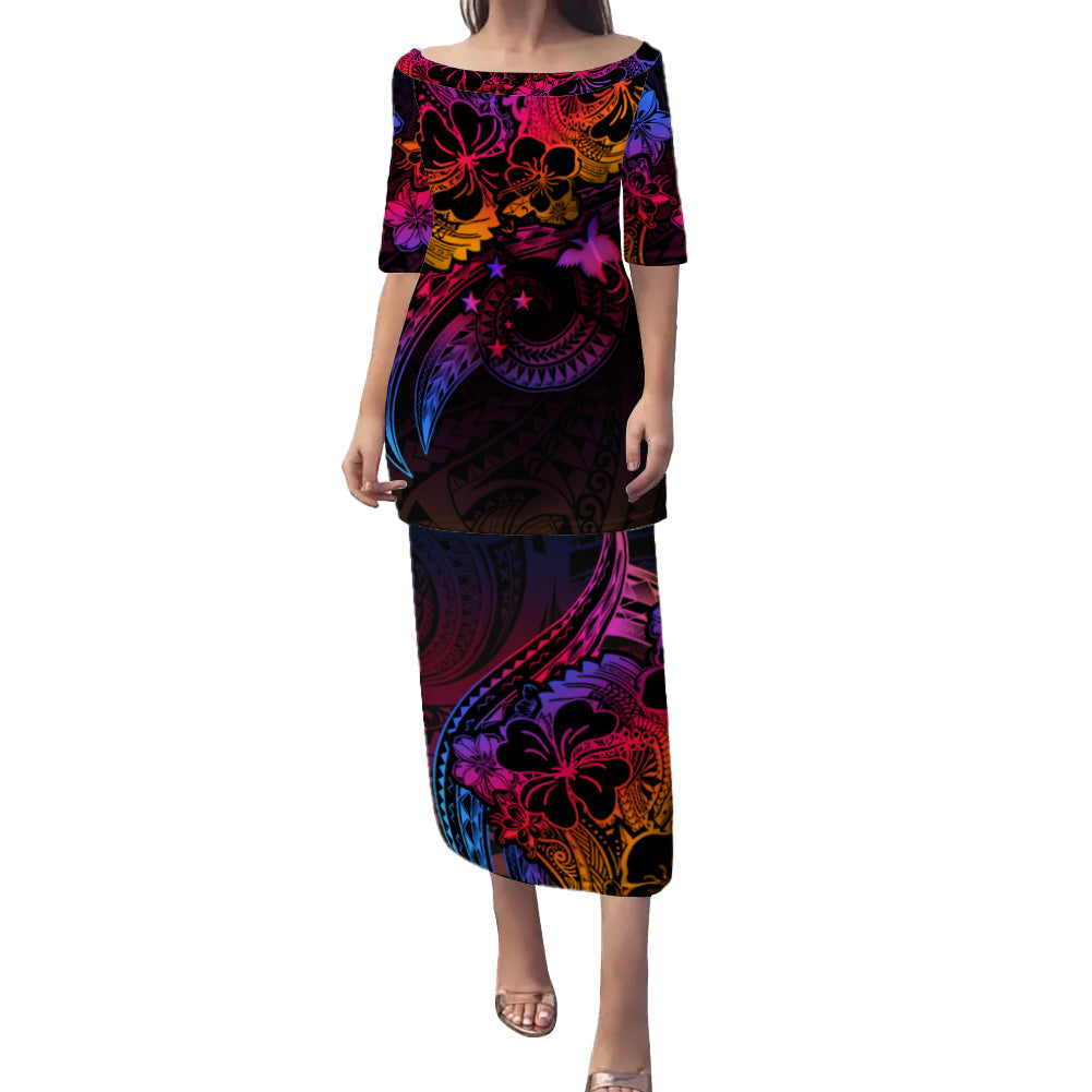 Papua New Guinea Combo Puletasi And Shirt Rainbow Style