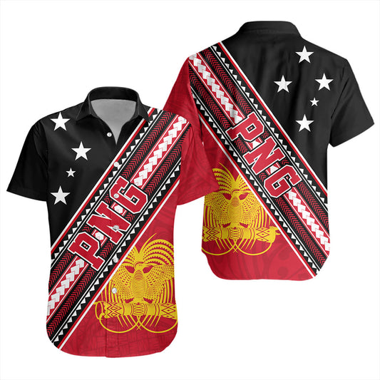 Papua New Guinea Short Sleeve Shirt Flag And Coat Of Arms