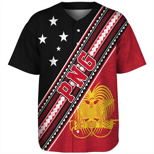 Papua New Guinea Baseball Shirt Flag And Coat Of Arms