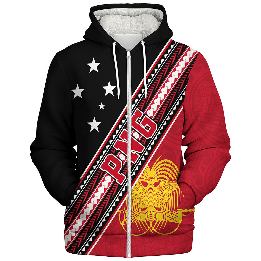 Papua New Guinea Sherpa Hoodie Flag And Coat Of Arms