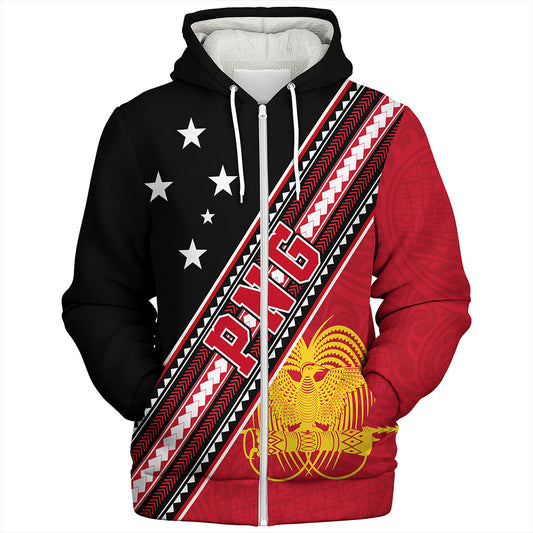 Papua New Guinea Sherpa Hoodie Flag And Coat Of Arms