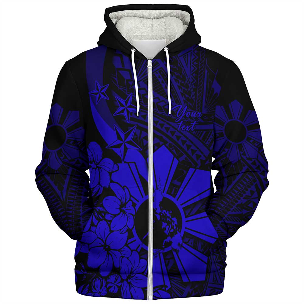 Philippines Sherpa Hoodie - Polynesian Pattern Filipino Sampaguita