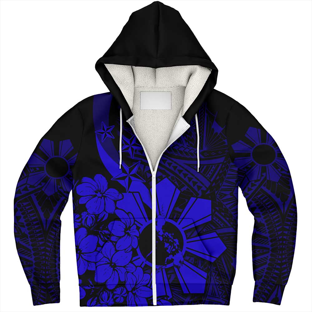 Philippines Sherpa Hoodie - Polynesian Pattern Filipino Sampaguita