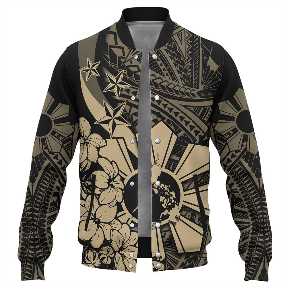 Philippines Baseball Jacket - Polynesian Pattern Filipino Sampaguita