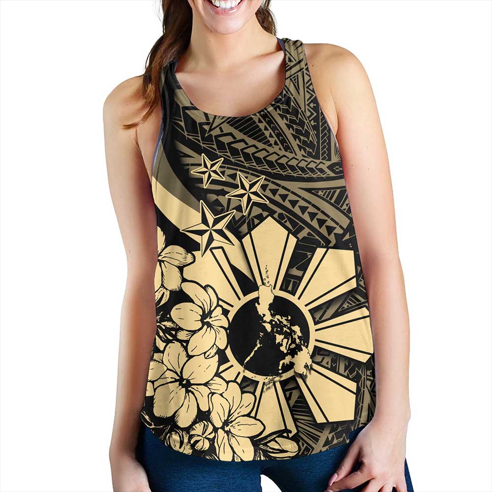 Philippines Women Tank Polynesian Pattern Filipino Sampaguita