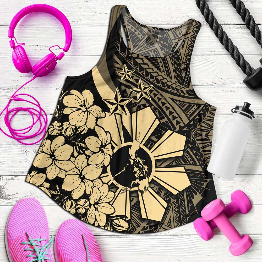 Philippines Women Tank Polynesian Pattern Filipino Sampaguita