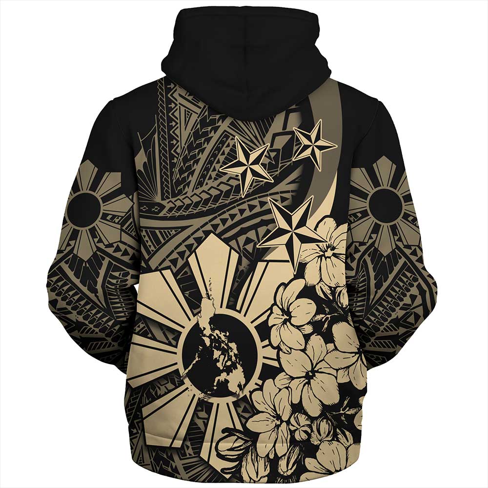 Philippines Sherpa Hoodie - Polynesian Pattern Filipino Sampaguita
