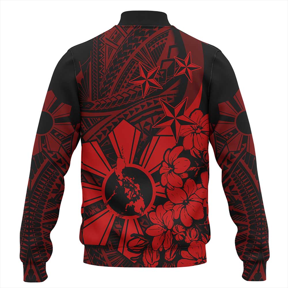 Philippines Baseball Jacket - Polynesian Pattern Filipino Sampaguita