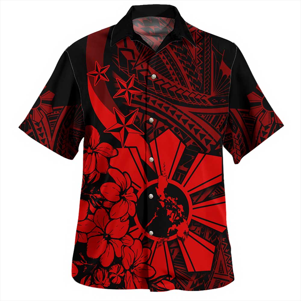 Philippines Hawaiian Shirt Polynesian Pattern Filipino Sampaguita