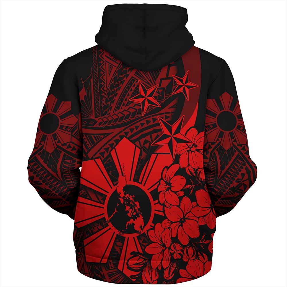 Philippines Sherpa Hoodie - Polynesian Pattern Filipino Sampaguita