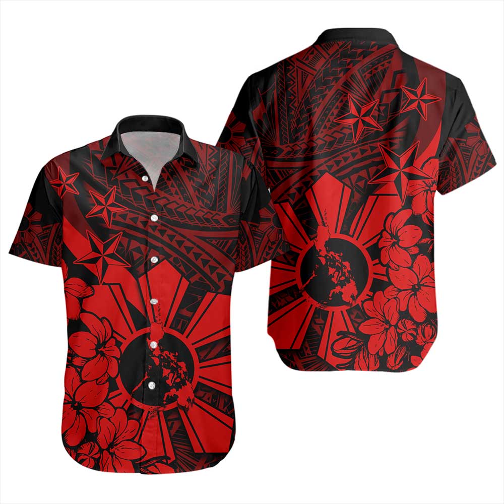 Philippines Short Sleeve Shirt Polynesian Pattern Filipino Sampaguita