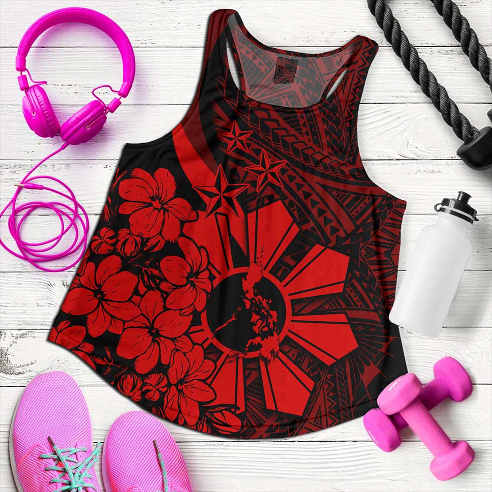 Philippines Women Tank Polynesian Pattern Filipino Sampaguita
