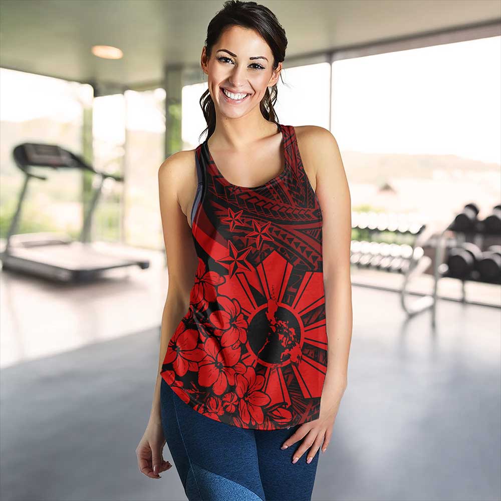 Philippines Women Tank Polynesian Pattern Filipino Sampaguita