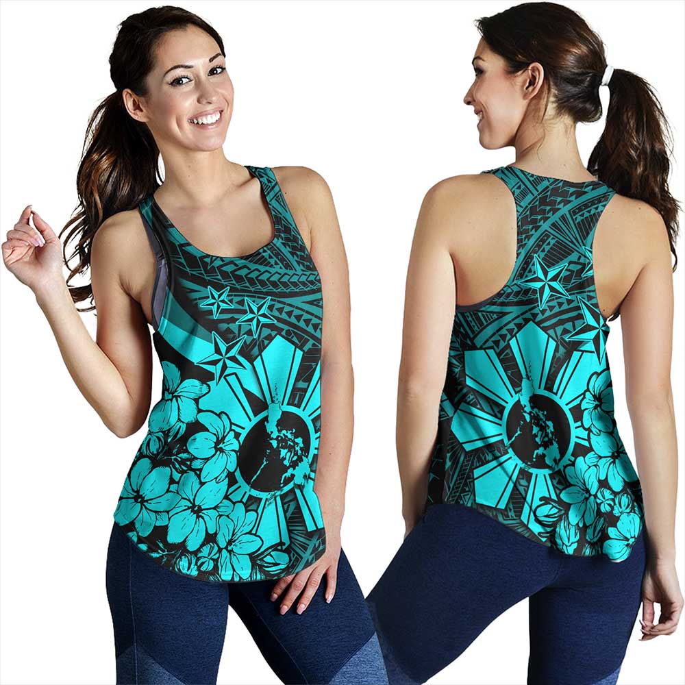 Philippines Women Tank Polynesian Pattern Filipino Sampaguita
