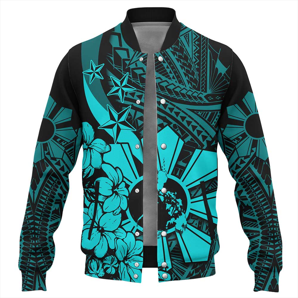 Philippines Baseball Jacket - Polynesian Pattern Filipino Sampaguita