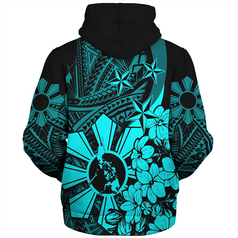 Philippines Sherpa Hoodie - Polynesian Pattern Filipino Sampaguita