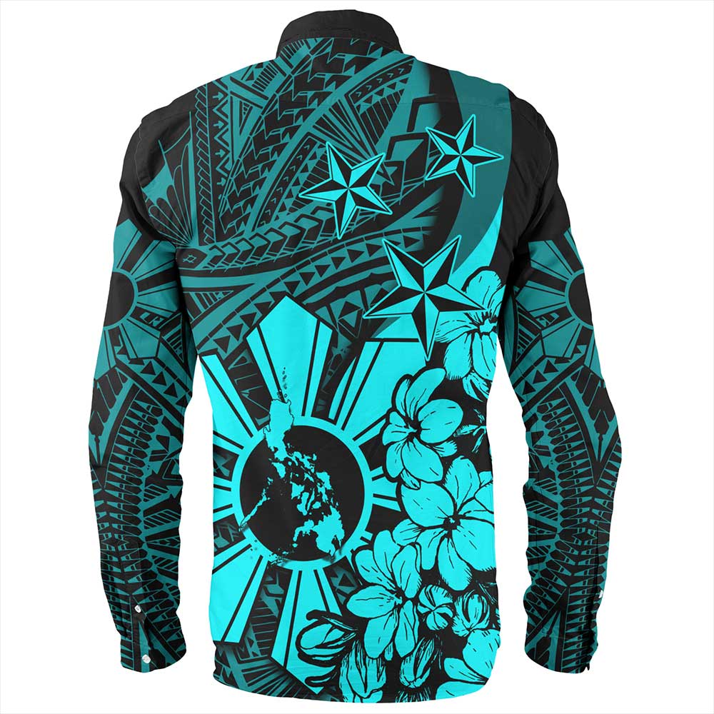 Philippines Long Sleeve Shirt Polynesian Pattern Filipino Sampaguita