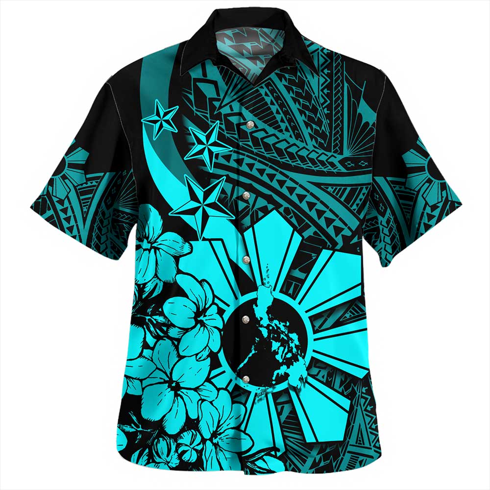 Philippines Hawaiian Shirt Polynesian Pattern Filipino Sampaguita