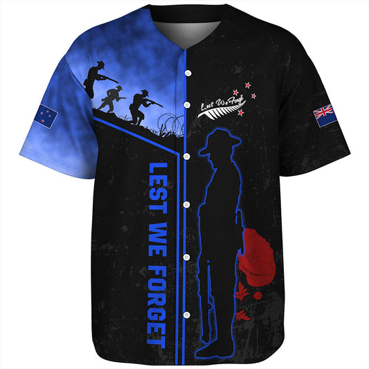 New Zealand Baseball Shirt Anzac Day Lest We Forget Poppy Flower Symbol