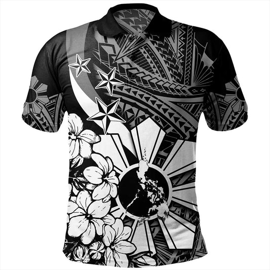 Philippines Polo Shirt Polynesian Pattern Filipino Sampaguita