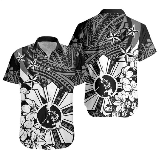 Philippines Short Sleeve Shirt Polynesian Pattern Filipino Sampaguita