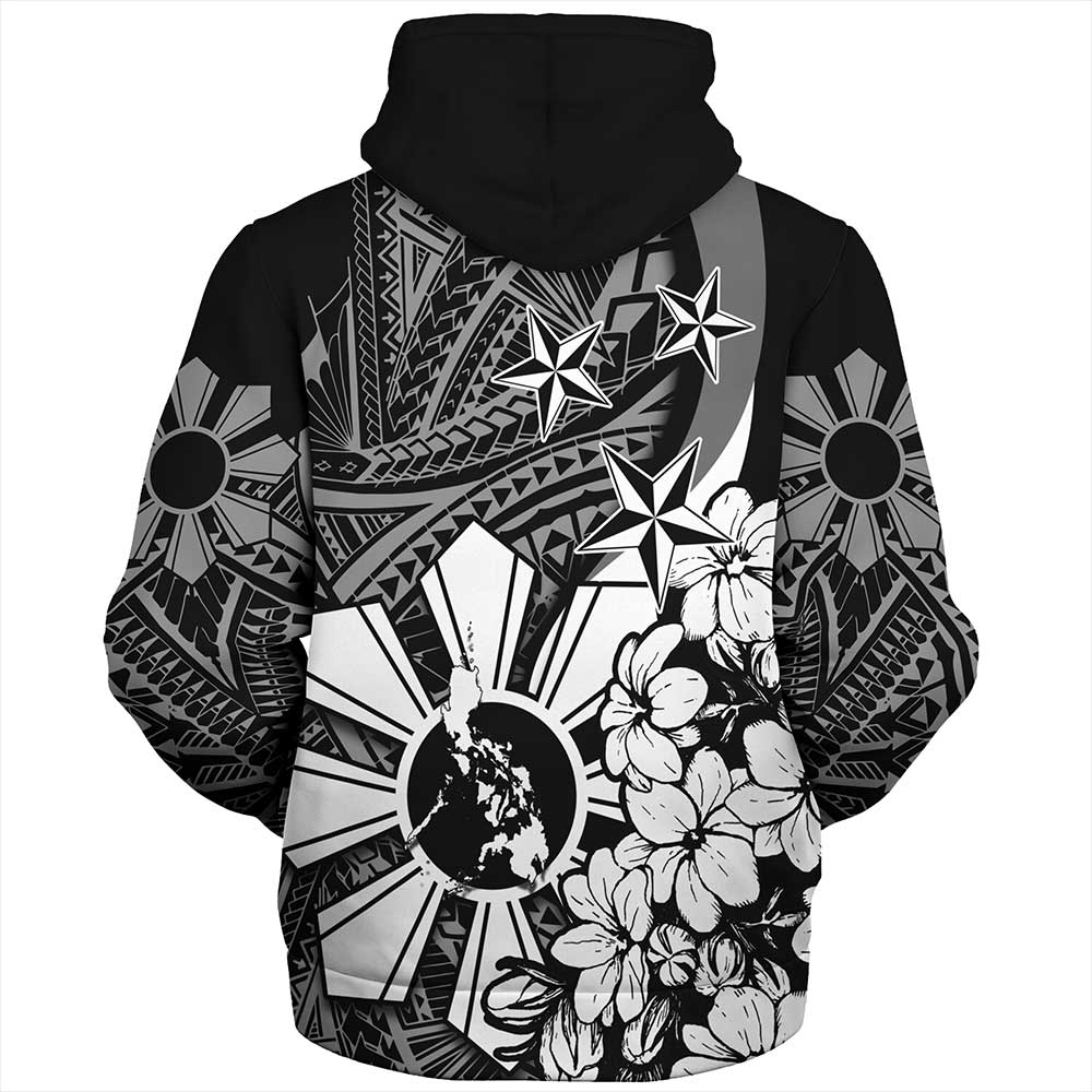 Philippines Sherpa Hoodie - Polynesian Pattern Filipino Sampaguita