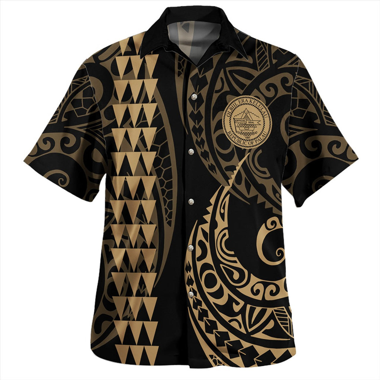 Palau Combo Puletasi And Shirt Kakau Style Gold
