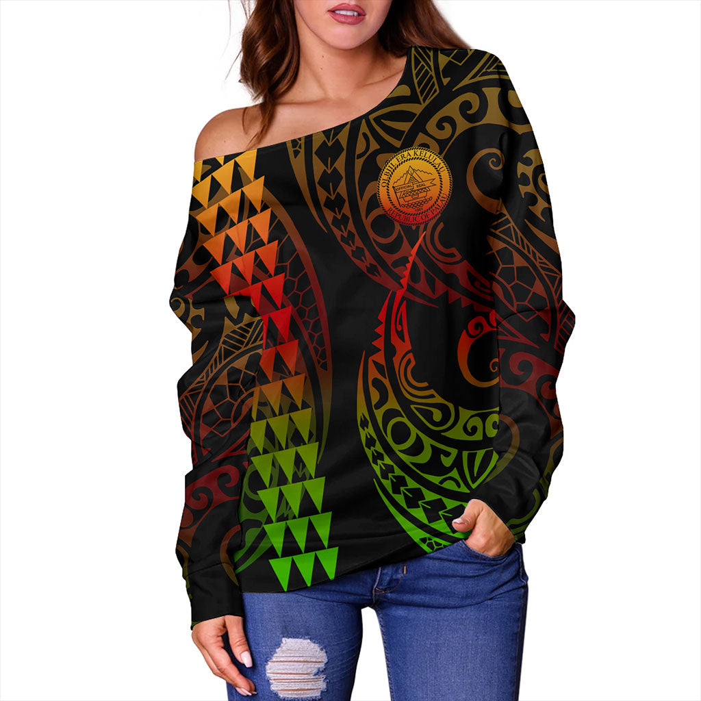 Palau Off Shoulder Sweatshirt Kakau Style