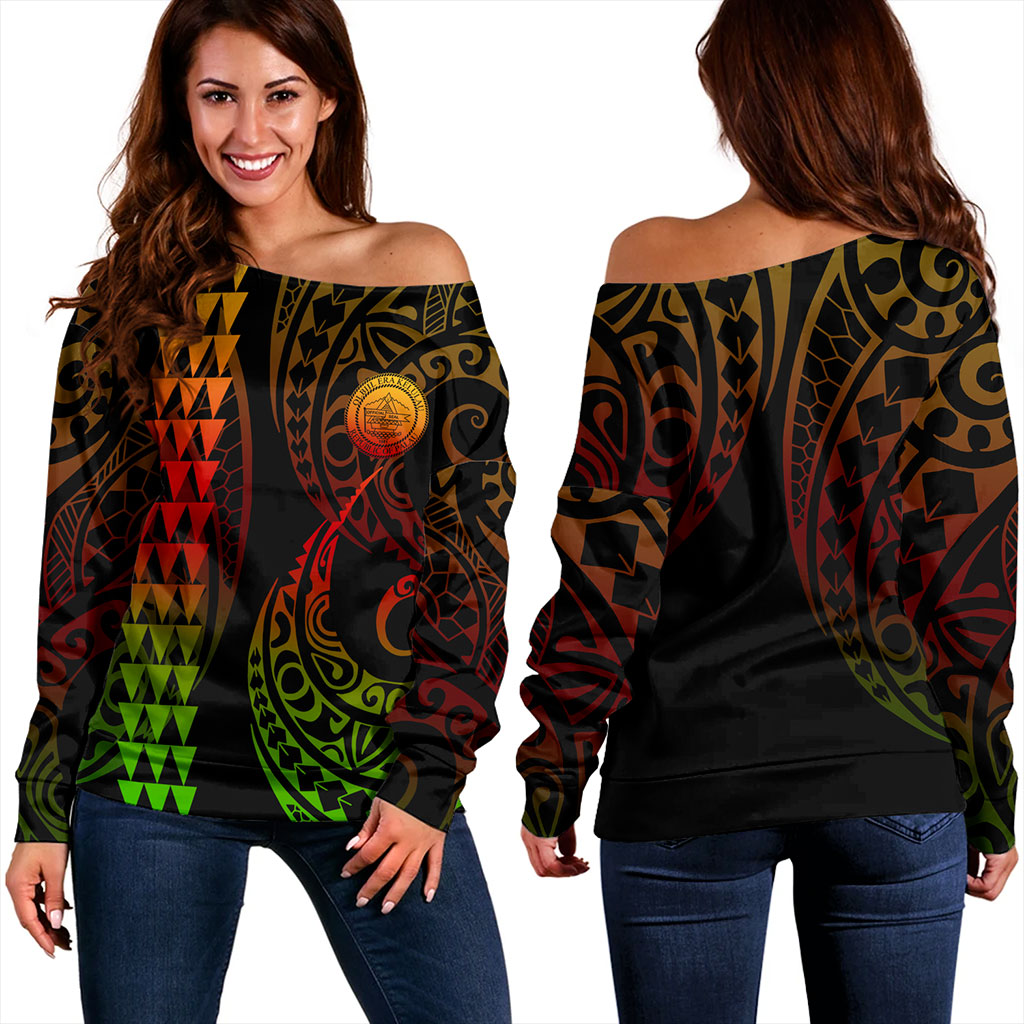 Palau Off Shoulder Sweatshirt Kakau Style